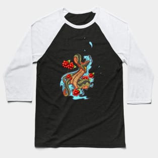 Colorful angry snake with flowers Baseball T-Shirt